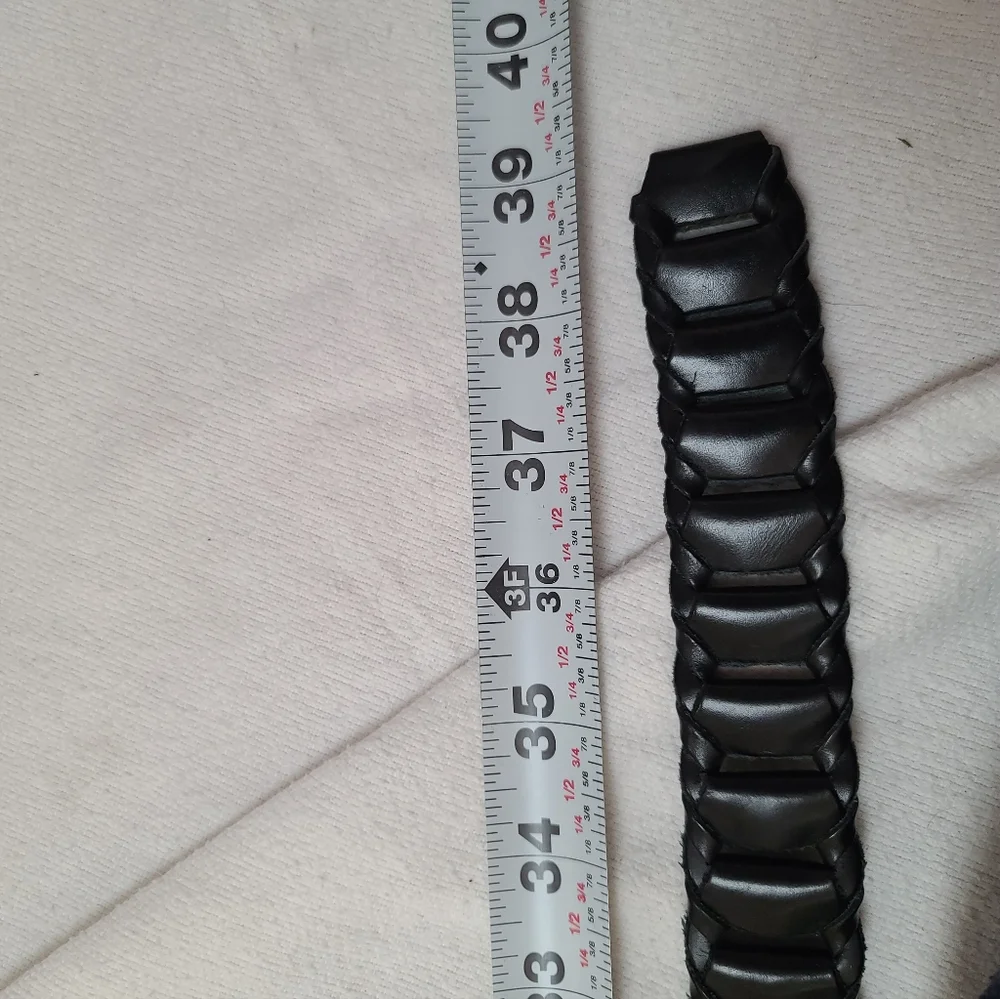 Men's Black Leather Belt M/L, Vintage, Articulated